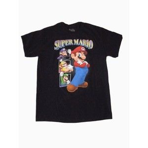 Men’s Medium 38-40 Super Mario Brothers Black Shirt Luigi Wario Waluigi